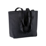 Shopper con soffietto alla base in cotone 120 g/m2, manici lunghi
