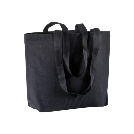 Shopper con soffietto alla base in cotone 120 g/m2, manici lunghi