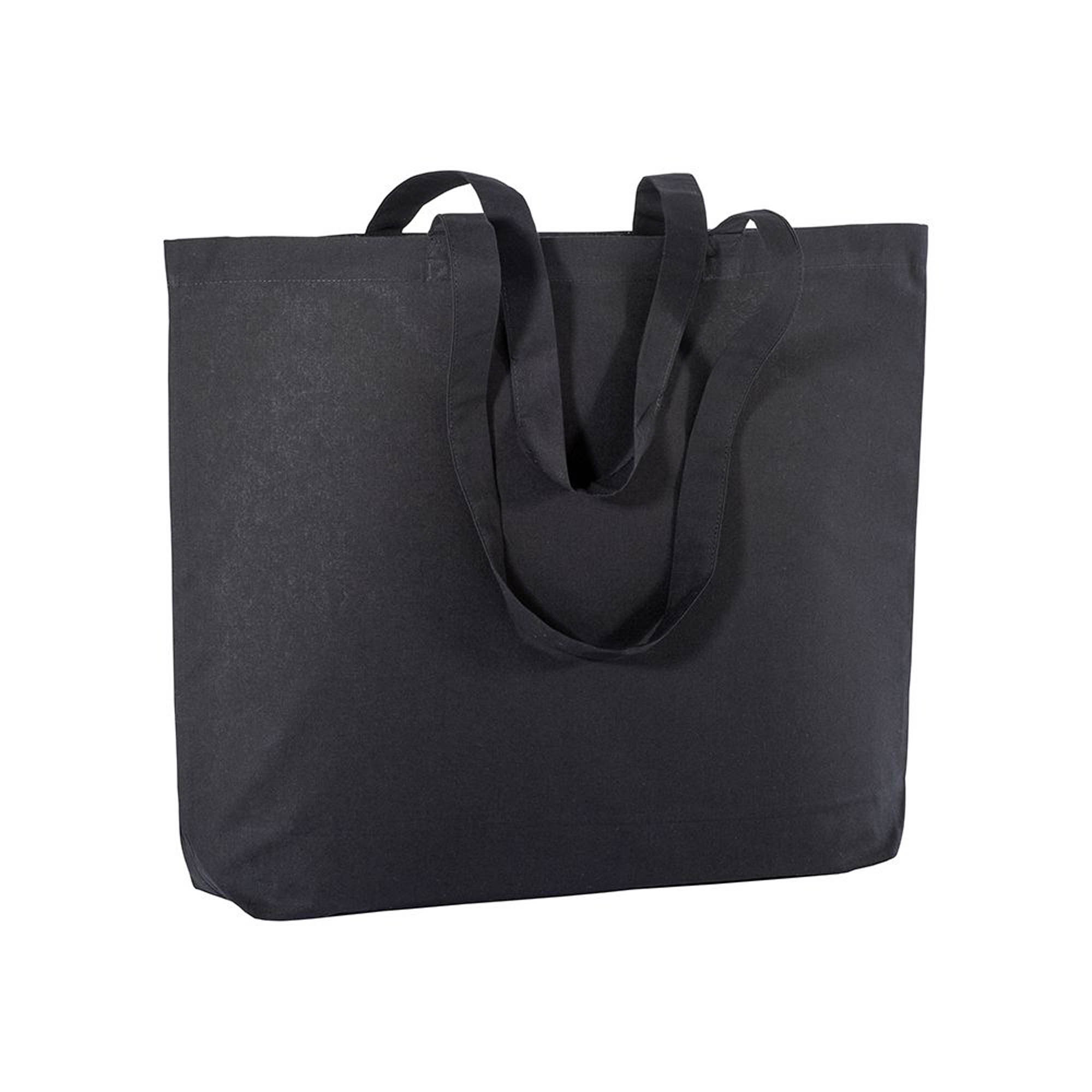 18109_02 Shopper con soffietto alla base in cotone 135 g/m2, manici lunghi - immagine 1