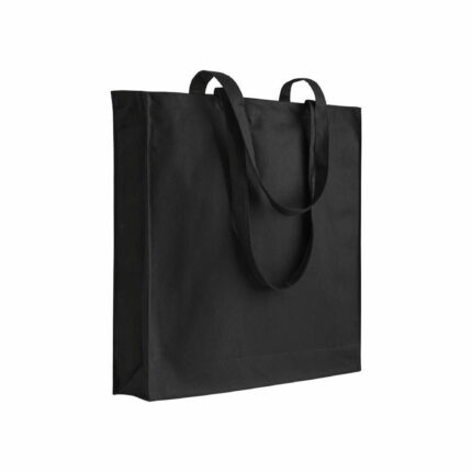 Shopper in cotone 180 g/m2, manici lunghi e soffietto