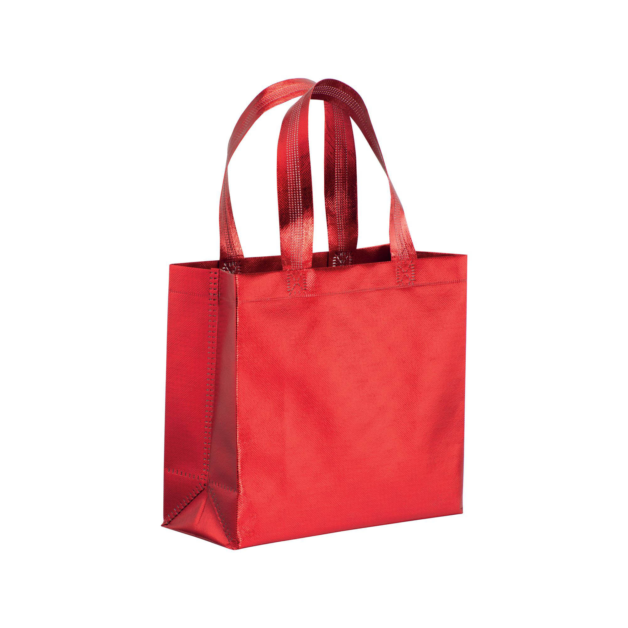 20146_03 Mini shopper in TNT laminato metallizzata, manici corti e soffietto - immagine 1