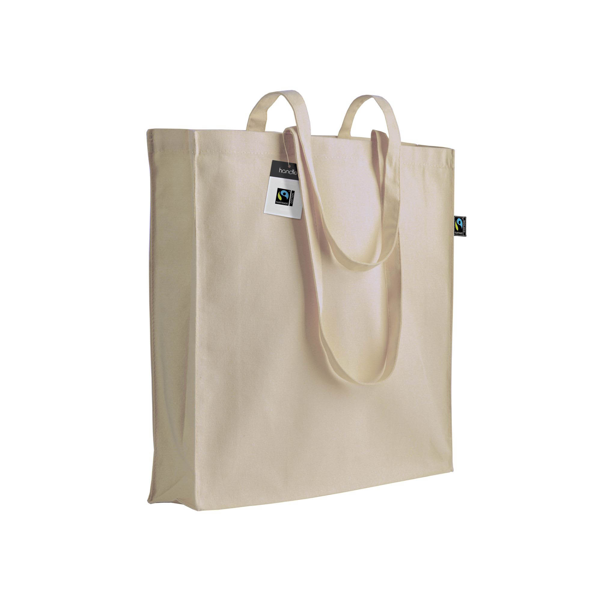22102_22 Shopper certificata Fairtrade® in cotone 140g/m2, manici lunghi e soffietto - immagine 1