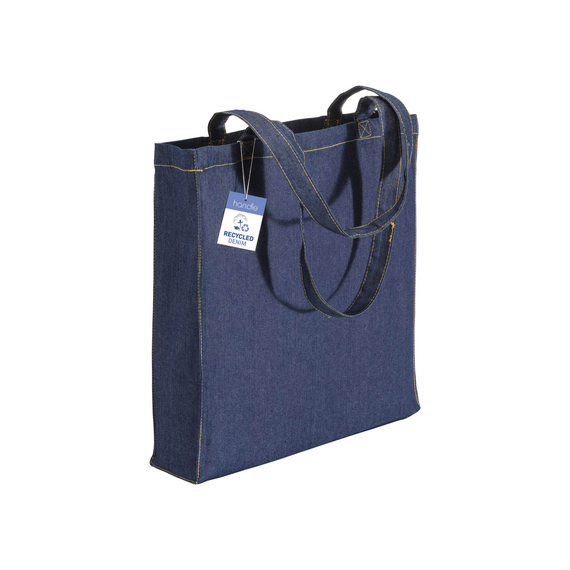 22144_13 Shopper in cotone denim riciclato 180 gr/m2, manici lunghi e soffietto - immagine 1