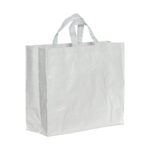 Shopper in PP  riciclato laminato 120g/m2, manici corti e soffietto