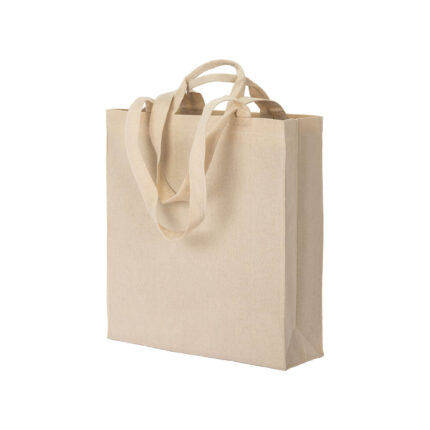 Shopper con soffietto in cotone  220 g/m2, con doppi manici