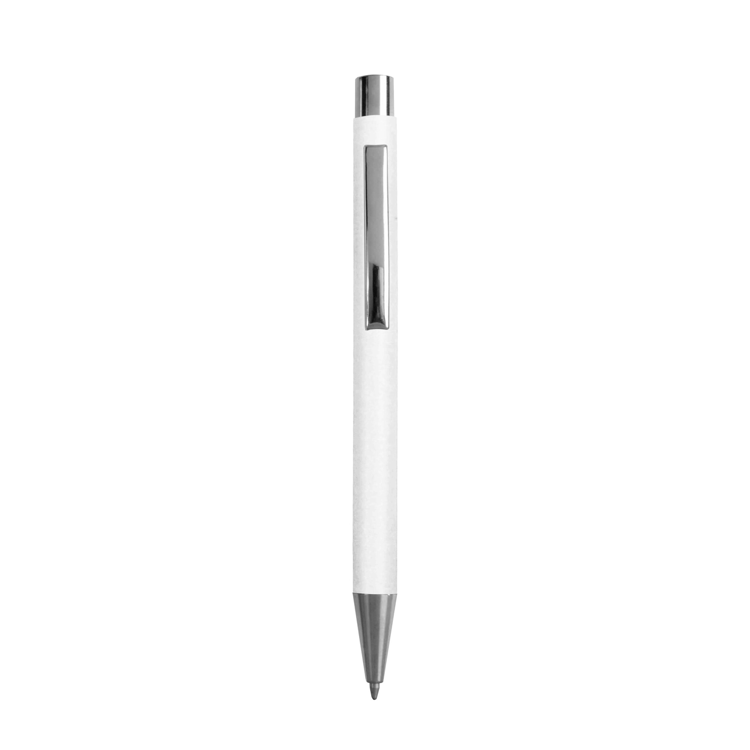 24817_01-12 Penna a scatto in carta riciclata, particolari cromati e clip in metallo - immagine 1