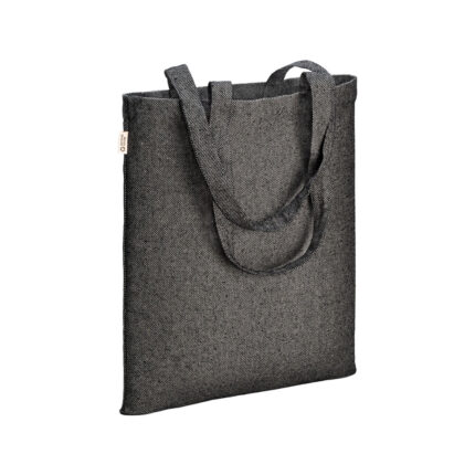 Borsa shopper in cotone riciclato 300 g/m2 con effetto melange con manici lunghi