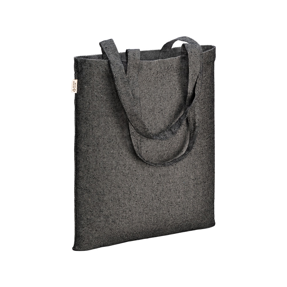 26140_02-28 Borsa shopper in cotone riciclato 300 g/m2 con effetto melange con manici lunghi - immagine 1