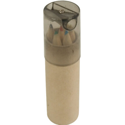 Set di 6 matite in legno colorate a sezione esagonale in confezione cilindrica di cartone